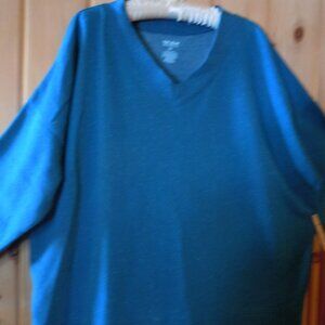 TEK GEAR Micro Flecked Turquoise V-Neck Hi/Lo Pullover